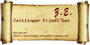 Zeitlinger Erzsébet névjegykártya